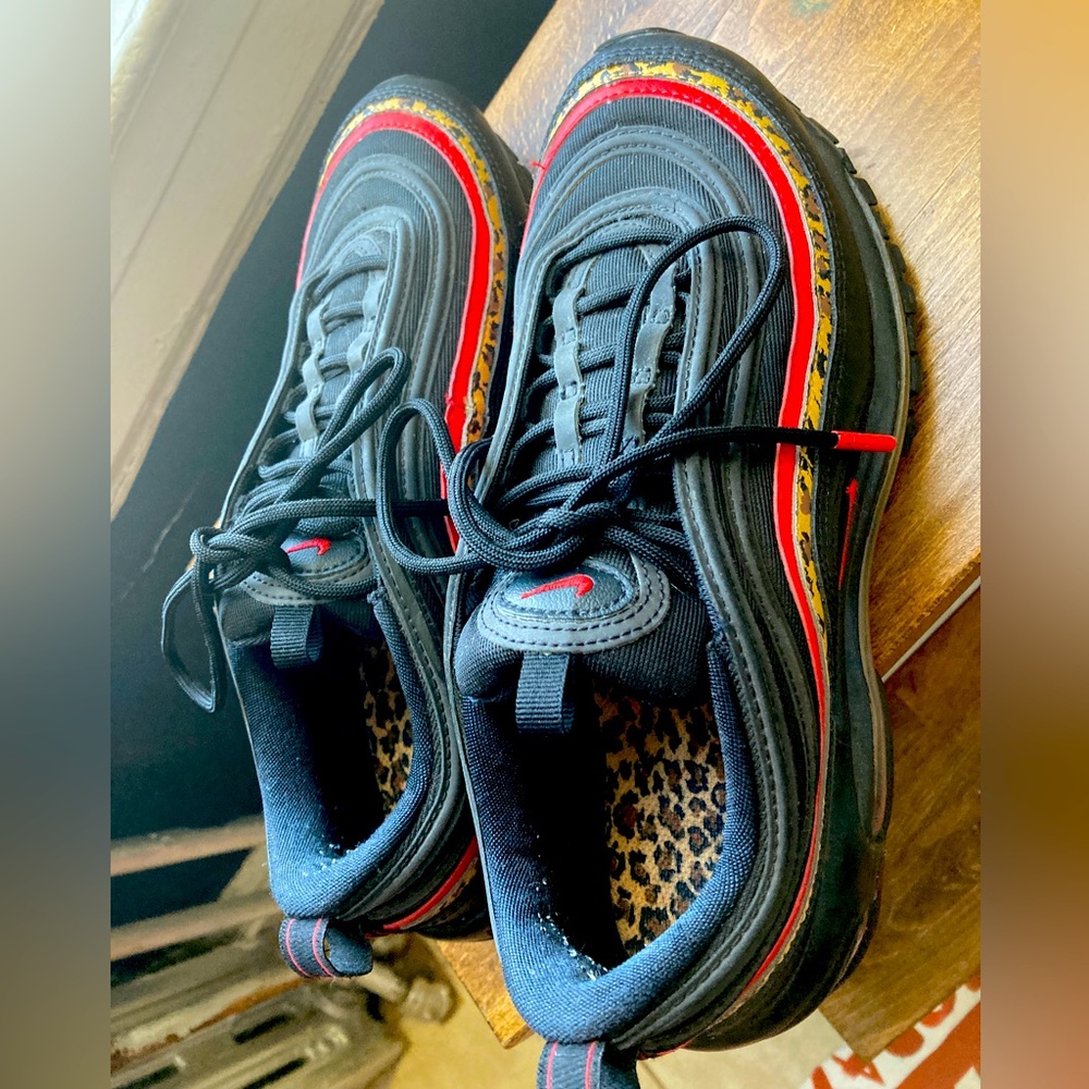 Nike Air Max 97 leopard, red, & black - size 9